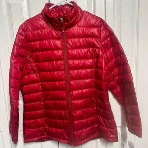 Roz & Ali Women's XL Red Quilted Puffer Jacket Winter Casual